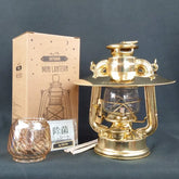 金メッキ小型オイルランタン&真鍮ランタンシェード【色付きホヤ付き】