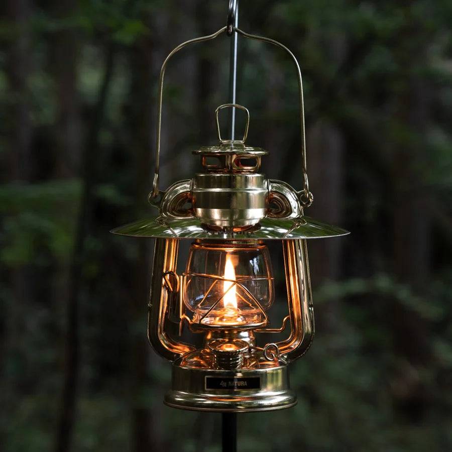 金メッキ小型オイルランタン&真鍮ランタンシェード【色付きホヤ付き】