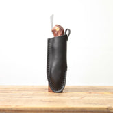 FEDECA 折畳式料理ナイフ用レザーケース ブラックレザーxブラックステッチ