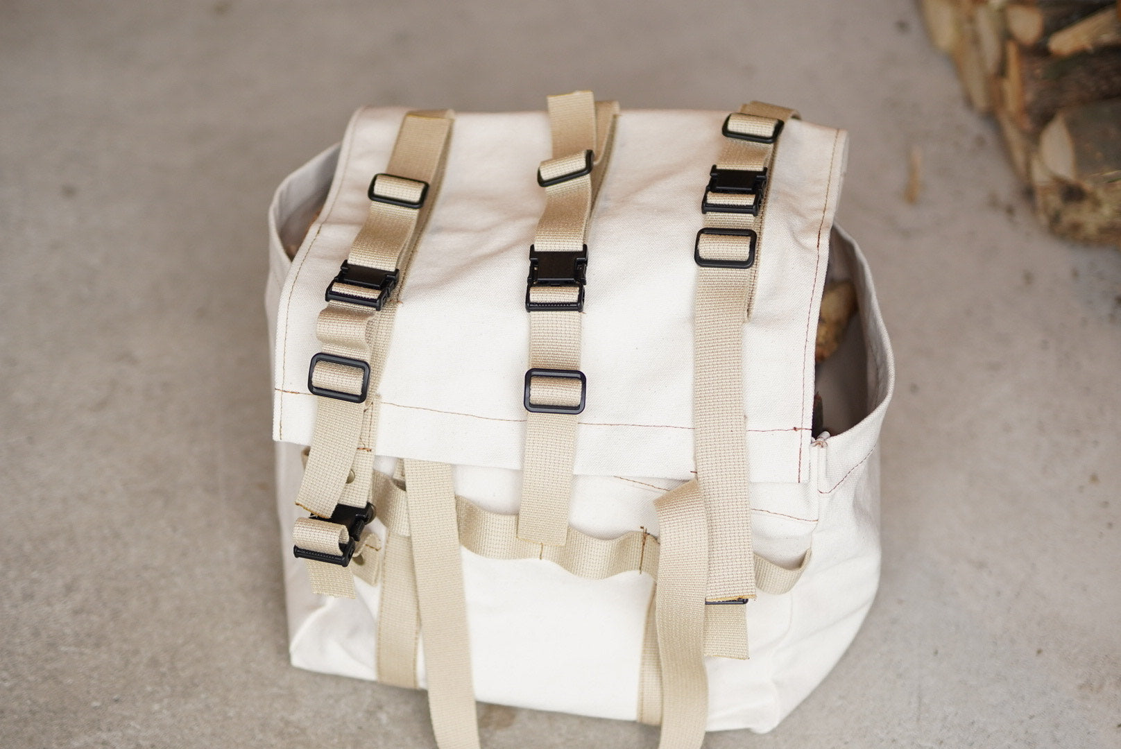 蓋付き四角トート(薪バッグ)