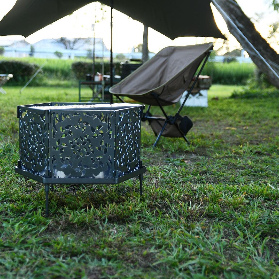 Assembled open fire stand "ken-shuri" / [black steel]